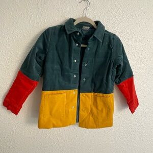 Hanna Colorblock Corduroy Jacket in Forest Green, Mustard & Red